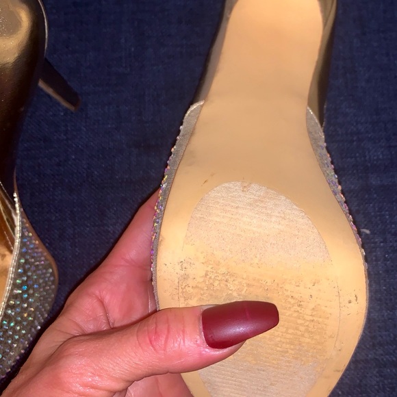 SteveMadden Gold Rhinestone Heels - Picture 6 of 8